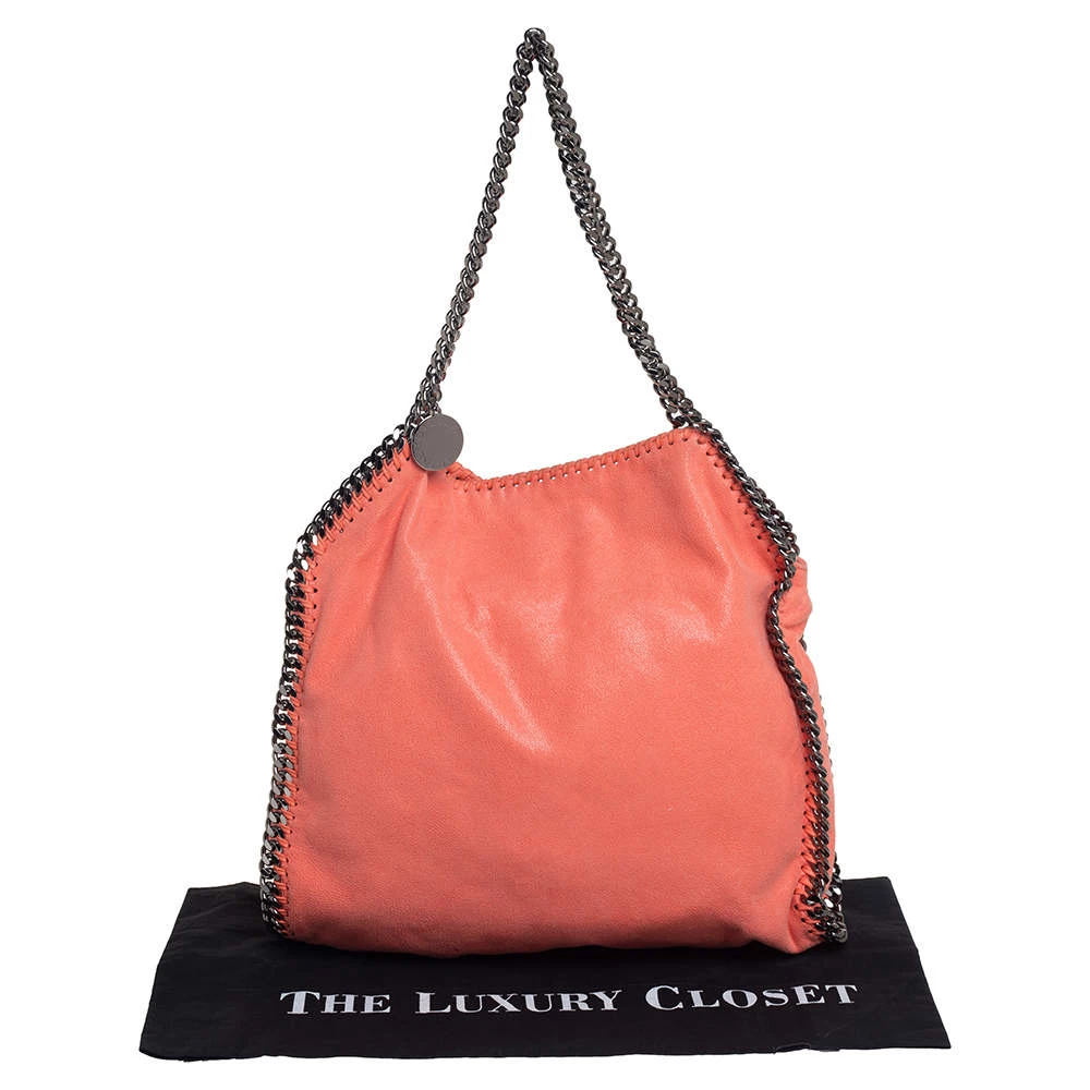 Stella McCartney Coral Orange Faux Suede Small Falabella Tote For Women 11 Stella McCartney Coral Orange Faux Suede Small Falabella Tote For Women - Image 9