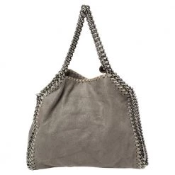 Stella McCartney Grey Faux Leather Mini Falabella Tote For Women -Stella McCartney Sales luxury women stella mccartney used handbags p432237 004