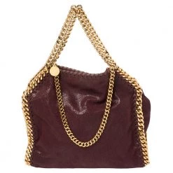 Stella McCartney Burgundy Faux Leather Mini Falabella Tote For Women