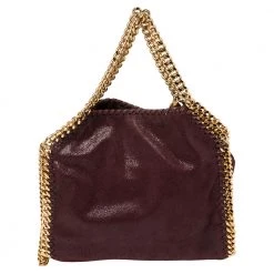 Stella McCartney Burgundy Faux Leather Mini Falabella Tote For Women -Stella McCartney Sales luxury women stella mccartney used handbags p432238 004