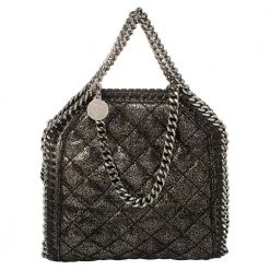 Stella McCartney Metallic Black Faux Suede Falabella Crossbody Bag For Women