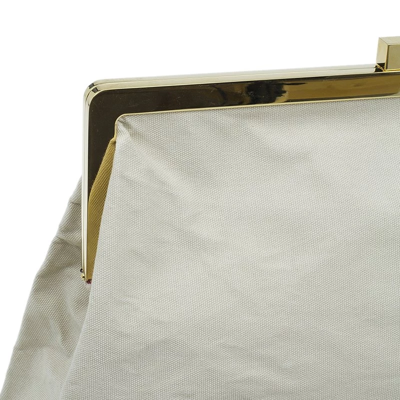 Stella McCartney Beige Canvas Oversized Daisy Clutch For Women 8 Stella McCartney Beige Canvas Oversized Daisy Clutch For Women - Image 6