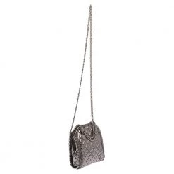 Stella McCartney Metallic Silver Faux Patent Leather Tiny Falabella Crossbody Bag For Women -Stella McCartney Sales luxury women stella mccartney used handbags p436872 010
