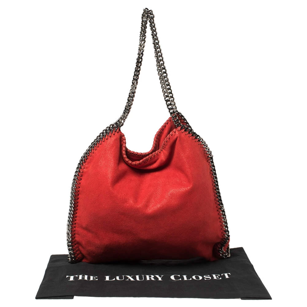 Stella McCartney Red Faux Suede Small Falabella Tote For Women 11 Stella McCartney Red Faux Suede Small Falabella Tote For Women - Image 9