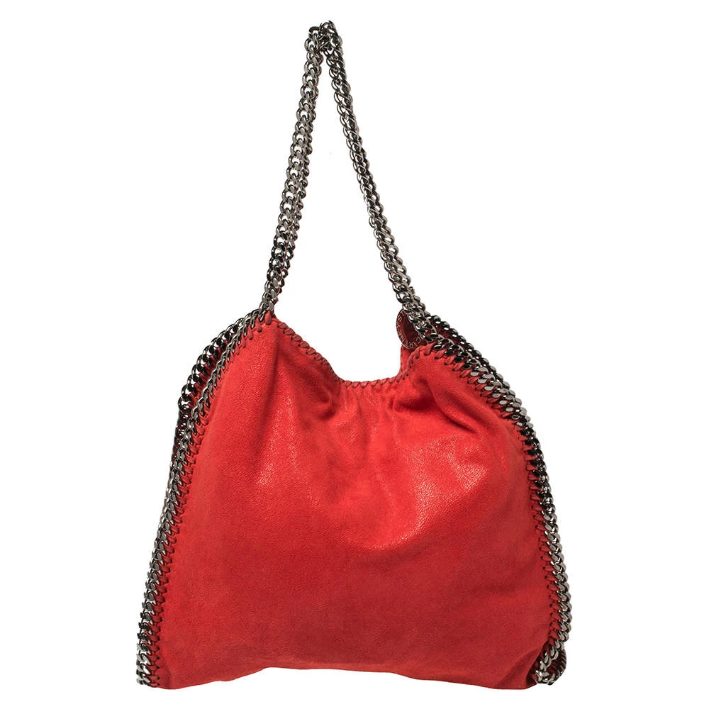 Stella McCartney Red Faux Suede Small Falabella Tote For Women 6 Stella McCartney Red Faux Suede Small Falabella Tote For Women - Image 4