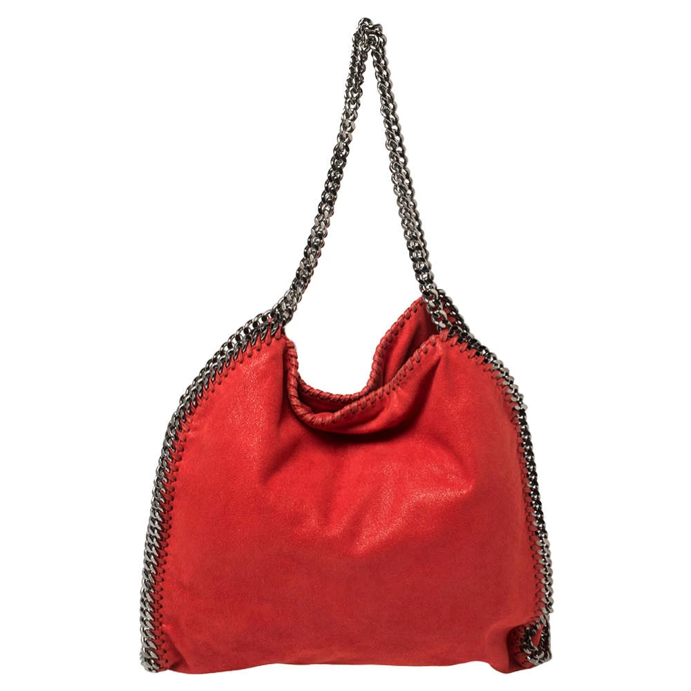 Stella McCartney Red Faux Suede Small Falabella Tote For Women 3 Stella McCartney Red Faux Suede Small Falabella Tote For Women