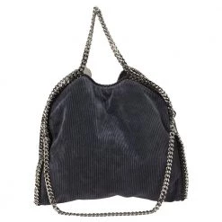 Stella McCartney Grey Velvet And Faux Leather Small Falabella Tote For Women