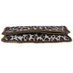 Stella Mccartney Leopard Print Canvas Faux Leather Trim Foldover Clutch For Women -Stella McCartney Sales luxury women stella mccartney used handbags p44645 005