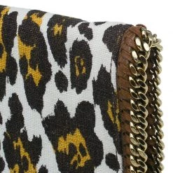 Stella Mccartney Leopard Print Canvas Faux Leather Trim Foldover Clutch For Women -Stella McCartney Sales luxury women stella mccartney used handbags p44645 006