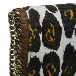 Stella Mccartney Leopard Print Canvas Faux Leather Trim Foldover Clutch For Women -Stella McCartney Sales luxury women stella mccartney used handbags p44645 007