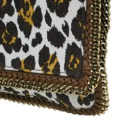 Stella Mccartney Leopard Print Canvas Faux Leather Trim Foldover Clutch For Women -Stella McCartney Sales luxury women stella mccartney used handbags p44645 009