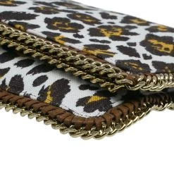 Stella Mccartney Leopard Print Canvas Faux Leather Trim Foldover Clutch For Women -Stella McCartney Sales luxury women stella mccartney used handbags p44645 011