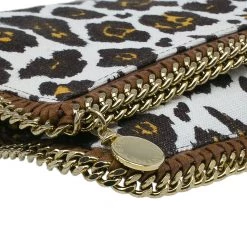 Stella Mccartney Leopard Print Canvas Faux Leather Trim Foldover Clutch For Women -Stella McCartney Sales luxury women stella mccartney used handbags p44645 012