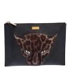 Stella McCartney Black/Brown Faux Leather And Calfhair Leopard Clutch For Women -Stella McCartney Sales luxury women stella mccartney used handbags p447928 006