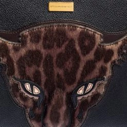 Stella McCartney Black/Brown Faux Leather And Calfhair Leopard Clutch For Women -Stella McCartney Sales luxury women stella mccartney used handbags p447928 007