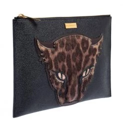 Stella McCartney Black/Brown Faux Leather And Calfhair Leopard Clutch For Women -Stella McCartney Sales luxury women stella mccartney used handbags p447928 008