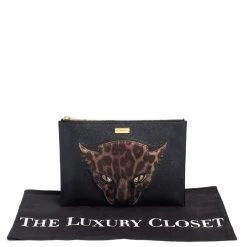 Stella McCartney Black/Brown Faux Leather And Calfhair Leopard Clutch For Women -Stella McCartney Sales luxury women stella mccartney used handbags p447928 009