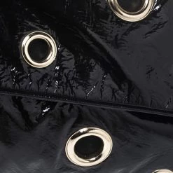 Stella McCartney Black Faux Patent Leather Rivet Flap Clutch For Women -Stella McCartney Sales luxury women stella mccartney used handbags p460631 007