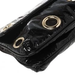 Stella McCartney Black Faux Patent Leather Rivet Flap Clutch For Women -Stella McCartney Sales luxury women stella mccartney used handbags p460631 010