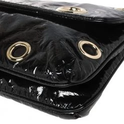 Stella McCartney Black Faux Patent Leather Rivet Flap Clutch For Women -Stella McCartney Sales luxury women stella mccartney used handbags p460631 011