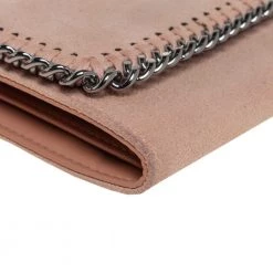 Stella McCartney Peach Faux Leather Falabella Trifold Wallet For Women -Stella McCartney Sales luxury women stella mccartney used handbags p463479 005