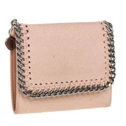 Stella McCartney Peach Faux Leather Falabella Trifold Wallet For Women -Stella McCartney Sales luxury women stella mccartney used handbags p463479 009