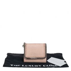Stella McCartney Peach Faux Leather Falabella Trifold Wallet For Women -Stella McCartney Sales luxury women stella mccartney used handbags p463479 011