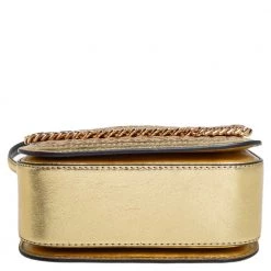 Stella McCartney Metallic Gold Woven Faux Leather Medium Falabella Box Shoulder Bag For Women -Stella McCartney Sales luxury women stella mccartney used handbags p466284 004