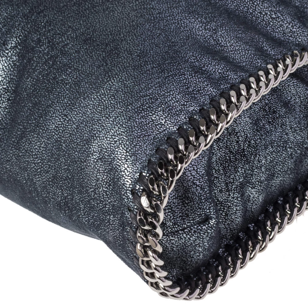 Stella McCartney Metallic Blue Faux Leather Small Falabella Tote For Women 14 Stella McCartney Metallic Blue Faux Leather Small Falabella Tote For Women - Image 12