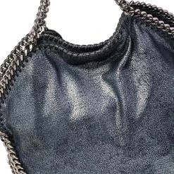 Stella McCartney Metallic Blue Faux Leather Small Falabella Tote For Women 18 Stella McCartney Metallic Blue Faux Leather Small Falabella Tote For Women -Stella McCartney Sales luxury women stella mccartney used handbags p471320 006