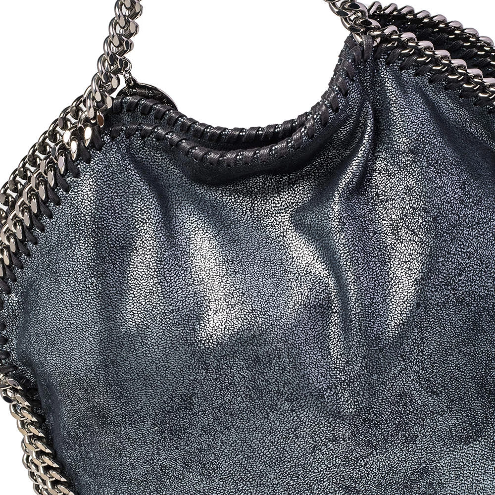 Stella McCartney Metallic Blue Faux Leather Small Falabella Tote For Women 7 Stella McCartney Metallic Blue Faux Leather Small Falabella Tote For Women - Image 5
