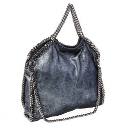 Stella McCartney Metallic Blue Faux Leather Small Falabella Tote For Women 16 Stella McCartney Metallic Blue Faux Leather Small Falabella Tote For Women -Stella McCartney Sales luxury women stella mccartney used handbags p471320 007