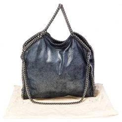 Stella McCartney Metallic Blue Faux Leather Small Falabella Tote For Women 23 Stella McCartney Metallic Blue Faux Leather Small Falabella Tote For Women -Stella McCartney Sales luxury women stella mccartney used handbags p471320 008
