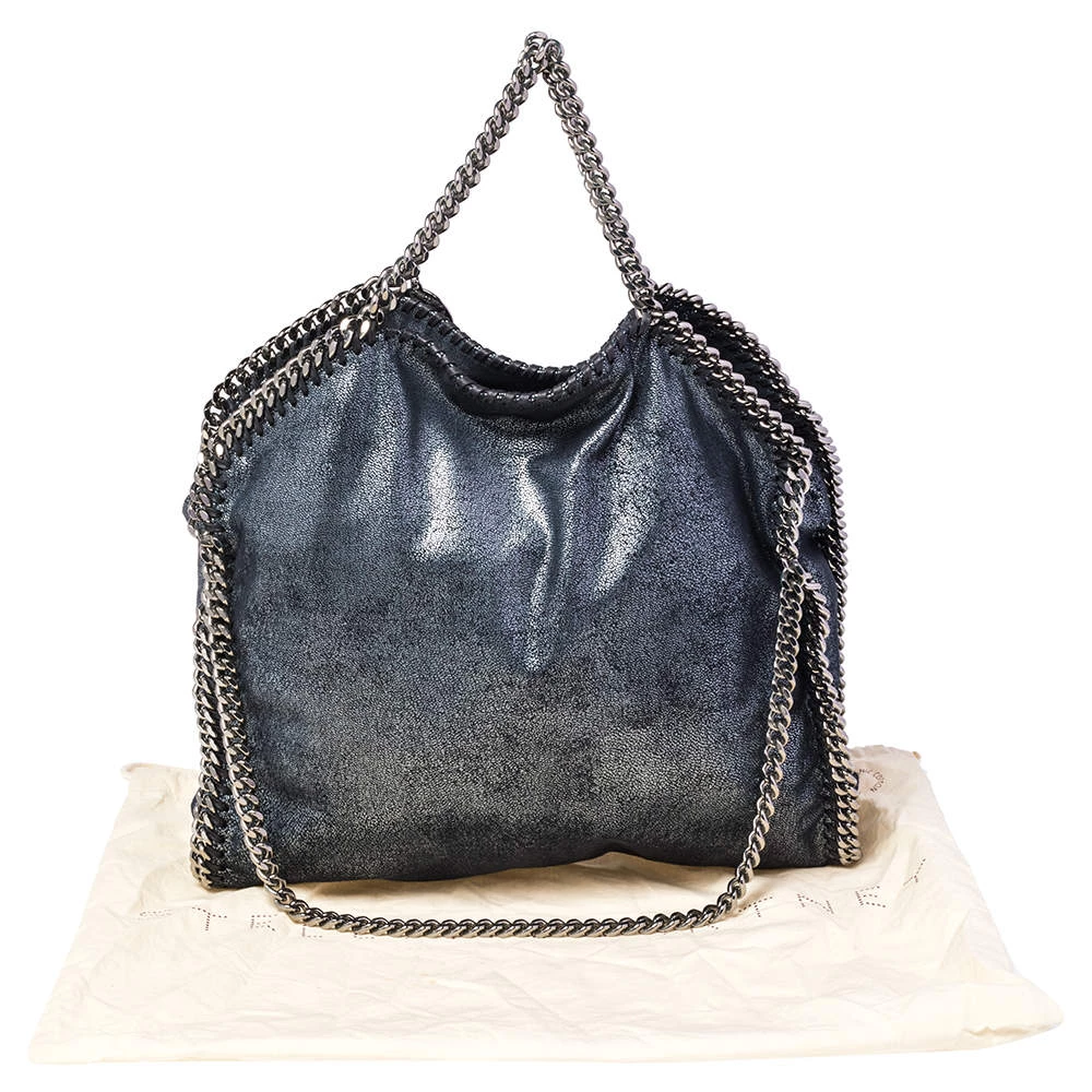 Stella McCartney Metallic Blue Faux Leather Small Falabella Tote For Women 12 Stella McCartney Metallic Blue Faux Leather Small Falabella Tote For Women - Image 10
