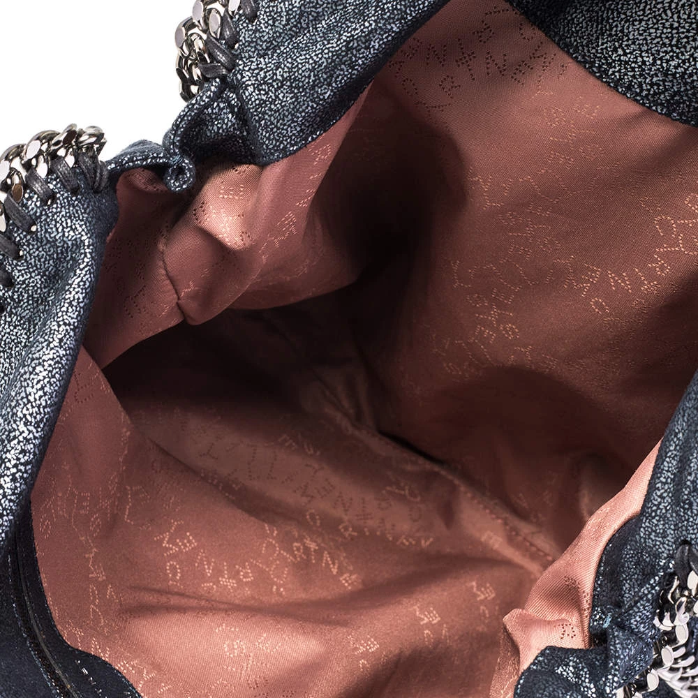 Stella McCartney Metallic Blue Faux Leather Small Falabella Tote For Women 9 Stella McCartney Metallic Blue Faux Leather Small Falabella Tote For Women - Image 7