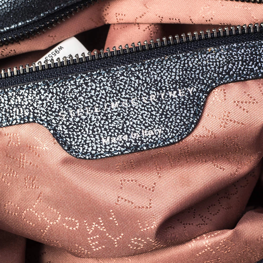 Stella McCartney Metallic Blue Faux Leather Small Falabella Tote For Women 11 Stella McCartney Metallic Blue Faux Leather Small Falabella Tote For Women - Image 9