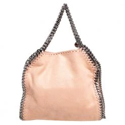 Stella McCartney Light Peach Faux Suede Falabella Star Fringed Shoulder Bag For Women -Stella McCartney Sales luxury women stella mccartney used handbags p477249 009