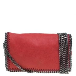 Stella McCartney Red Faux Leather Falabella Crossbody Bag For Women
