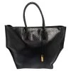Stella McCartney Black Faux Snakeskin Embossed Leather Zip Shopper Tote For Women -Stella McCartney Sales luxury women stella mccartney used handbags p478071 013