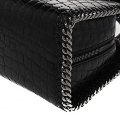 Stella McCartney Black Faux Croc Embossed Leather Falabella Tote For Women -Stella McCartney Sales luxury women stella mccartney used handbags p481295 001