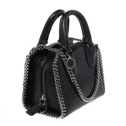 Stella McCartney Black Faux Croc Embossed Leather Falabella Tote For Women -Stella McCartney Sales luxury women stella mccartney used handbags p481295 004