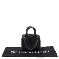Stella McCartney Black Faux Croc Embossed Leather Falabella Tote For Women -Stella McCartney Sales luxury women stella mccartney used handbags p481295 005