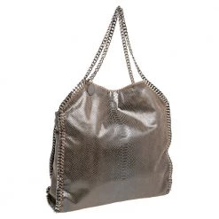 Stella McCartney Brown Faux Python Embossed Leather Falabella Tote For Women -Stella McCartney Sales luxury women stella mccartney used handbags p482673 011