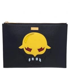 Stella McCartney Black Faux Leather Zip Pouch For Women