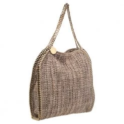 Stella McCartney Beige Metallic Boucle Tweed Falabella Small Tote For Women -Stella McCartney Sales luxury women stella mccartney used handbags p484402 005