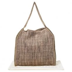 Stella McCartney Beige Metallic Boucle Tweed Falabella Small Tote For Women -Stella McCartney Sales luxury women stella mccartney used handbags p484402 007