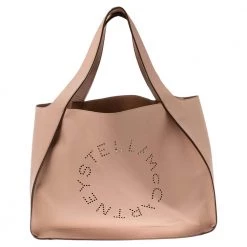 Stella McCartney Beige Faux Leather Perforated Logo Tote For Women