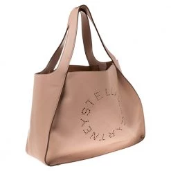 Stella McCartney Beige Faux Leather Perforated Logo Tote For Women -Stella McCartney Sales luxury women stella mccartney used handbags p486930 007