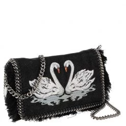 Stella McCartney Black Faux Leather Falabella Swan Crossbody Bag For Women -Stella McCartney Sales luxury women stella mccartney used handbags p488405 005