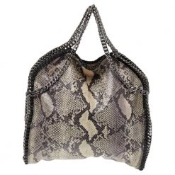 Stella McCartney Beige Faux Python Leather Falabella Tote For Women